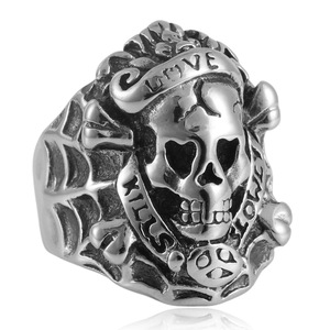 Anillo con forma de calavera yunnique para hombre, de acero inoxidable, estilo Punk, diseño geométrico, joyería de regalo 21020 - Product Image 3