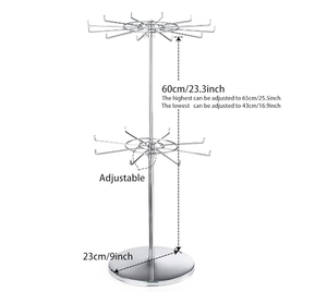 Magasins de détail de haute qualité hauteur réglable 2 niveaux présentoir en métal roulant supports rotatifs - Product Image 2