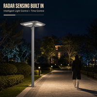 Lampe solaire de jardin 50W à montage sur poteau, éclairage LED extérieur avec détection de mouvement IP65 pour parc, allée, aménagement paysager