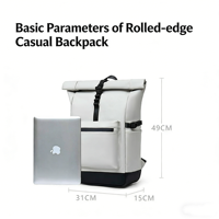 Sac à dos à enroulement personnalisé avec logo imprimé, sac à dos tendance pour ordinateur portable, grande capacité, sac à dos pour ordinateur pour l'extérieur, écologique