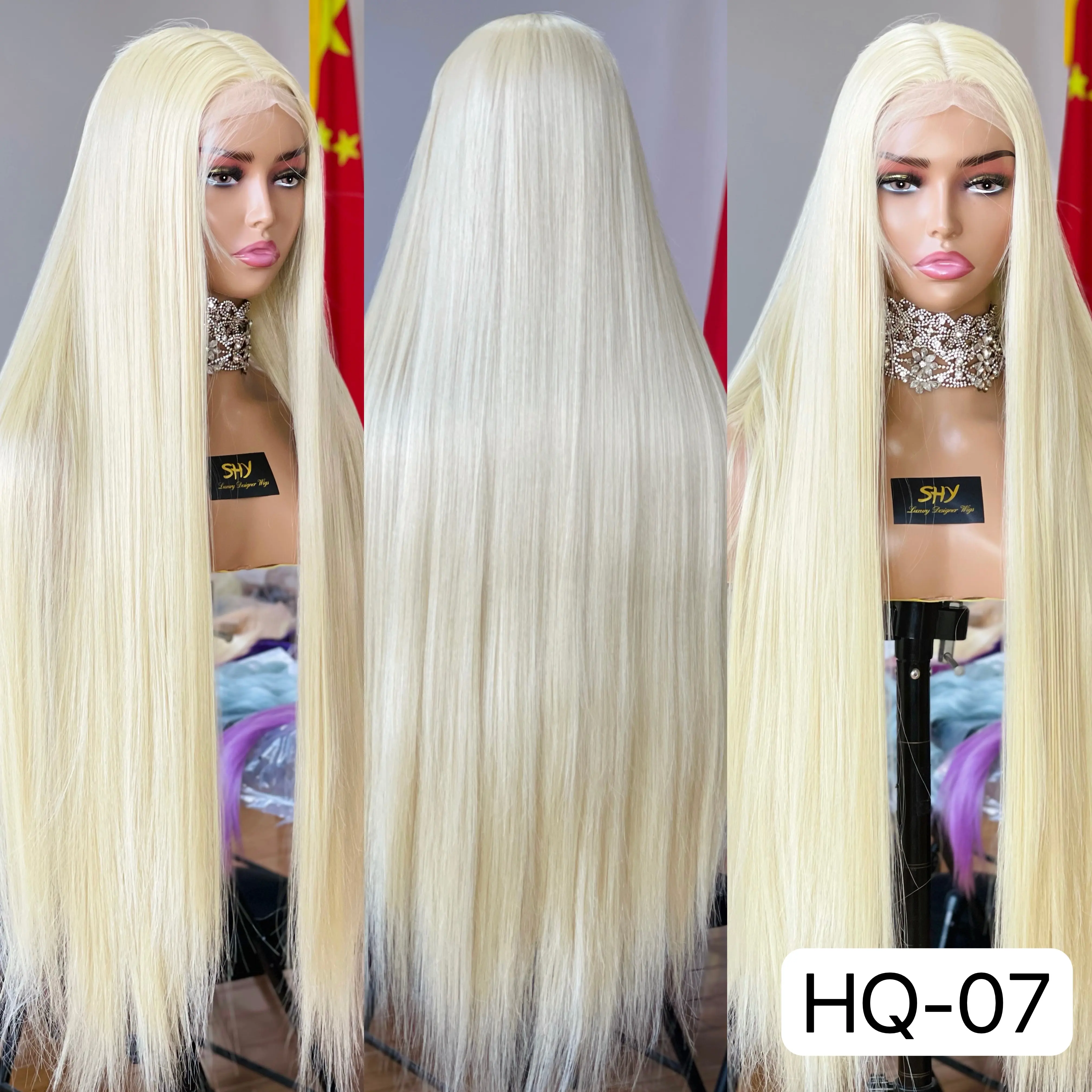 Shy Wholesale 613 Long Straight Lace Wigs, 13x4x1 Synthetic Futura Lace Part Wigs for Black Women ,Futura Synthetic Blonde Wig