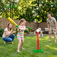 Ensemble de bâton et balle de baseball en plastique pour enfants YumuQ personnalisé avec tee de baseball |   Batte d'entraînement intérieure/extérieure de 30 pouces pour les tout-petits