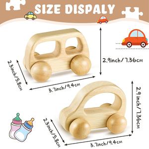Caoxian Huashen 2 Stuks Houten Auto 'S Montessori Verpleging Play Gym Onafgewerkt Hout Auto 'S Houten Auto 'S Voor Peuters - Product Image 2