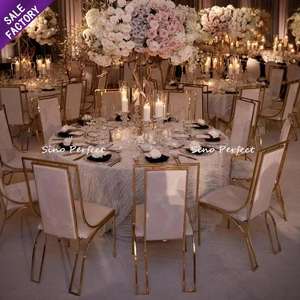 Sillas de Comedor de Acero Inoxidable Blancas y Doradas de Diseño Nuevo, Sillas Apilables Económicas para Bodas, Hoteles, Banquetes y Eventos - Product Image 1