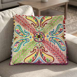 Designer Handmade Cotton Embroidered Square Customizable Decorative Yoga Kitchen Dining Chair <b>Pad</b> Seat <b>Cushion</b> Massage Feature - Product Image 3