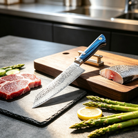 Couteau de chef japonais Damas de haute qualité, 8 pouces, couteaux de cuisine Damas 67 couches avec manche en bois Pakka