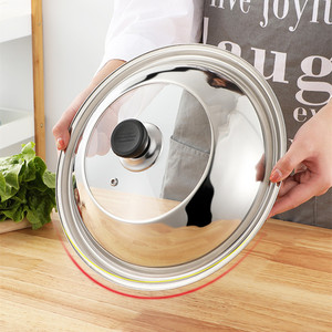 Stainless Steel Lid Tempered Glass View 30cm48cm For <b>Steamer</b> Wok Pot Cover Eco-Friendly Kitchen Use - Product Image 1