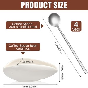 Plateau de mesure en acier pour café avec cuillère, ensemble de 4 pièces en céramique pour l'affichage d'échantillons de grains et la mesure de poudre - Product Image 5
