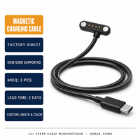 Câble de charge magnétique Type-C pour montre connectée, 1A, 2,54 mm, 4,0 mm, 7,62 mm, cordon de charge à polarité opposée pour bracelet