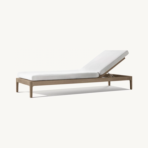 Ensemble de jardin moderne d'extérieur pour patio CHAISE EN TEAK LAUREL Chaise longue double tout temps en teck massif avec cadre en aluminium rotin - Product Image 1