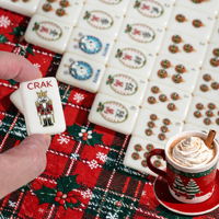 2026 Tuiles de Mahjong Américaines Originales Thème Noël en Acrylique Casse-Noisette Bonhomme de Neige Traîneau Luxe Voyage Divertissement Familial Blanc