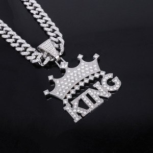 Aanpasbare Roestvrijstalen Ketting Met Zirkoon Hop Hanger <span class=keywords><strong>Urban</strong></span> Streetwear Sieraden Voor Feestjes Kroonvorm