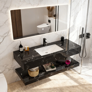 Suministro Directo de Fábrica de Lavabos para Baños de Hotel, Encimeras de Piedra Sinterizada con Espejo Inteligente, Muebles de Baño, ODM/OEM - Product Image 2