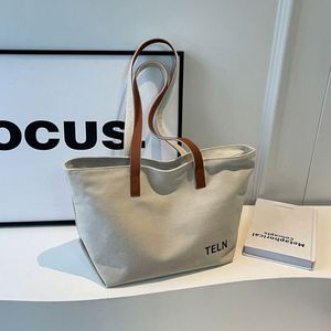 Popular Large Capacity Waterproof Solid Color <b>Canvas</b> <b>Tote</b> High Quality Minimalist Convertible Shoulder Handbag Open All Seasons - Product Image 1