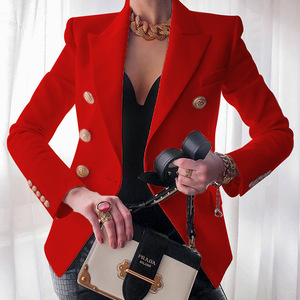 High Quality Spring Single Button Breathable Casual Lapel Double Breasted Solid Blazer for <b>Women</b> - Product Image 5