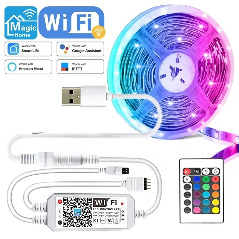 5050 RGB WIFI LED גמיש קלטת USB DC5V טלוויזיה רקע אור רצועת עובד עם Alexa קסם בית חכם wifi טלוויזיה תאורה אחורית רצועה