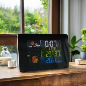 Intelligente Steuerung drahtloser Farb-LCD-Touchscreen Wetterstation Alarm Wetterbarometer Thermometer Hygrometer Uhr