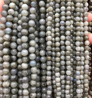 Labradorite naturelle C perles rondes à facettes grises perles de pierre en gros 8mm