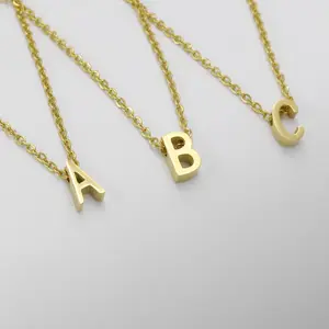 Collar con colgante de letra inicial pequeña, cadena de eslabones de acero inoxidable chapado en oro de 18K y A-Z, Color dorado y plateado, 2021