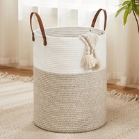 Grand panier à linge en corde de coton tissée, panier à linge pour la décoration, rangement des vêtements sales, des jouets et des couvertures dans la salle de bain