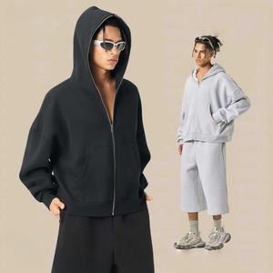 All'ingrosso felpa con Zip integrale oversize felpa con cappuccio squadrata in pile oversize felpa con cappuccio e <span class=keywords><strong>Capri</strong></span> da uomo - Product Image 4