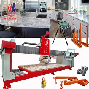 Hualong Machinery, sierra de puente automática, máquina cortadora de piedra de mármol de granito CNC de 5 ejes con Pegasus italiano