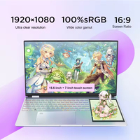 15,6 inch Dual Screen Laptop Intel N150 32GB RAM 2TB SSD 7 inch touchscreen notebook computer