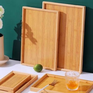 Plateau de service en bambou, plusieurs tailles, rectangulaire, pour thé, café, rangement, pour la maison, l'hôtel, le restaurant - Product Image 2