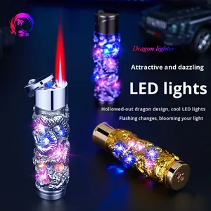 Nuovo <span class=keywords><strong>Accendino</strong></span> Cilindrico Glitterato con Rilievo a Forma di Drago, Metallico, Ricaricabile a Butano, Antivento, Creativo, <span class=keywords><strong>Regalo</strong></span> <span class=keywords><strong>Personalizzato</strong></span> di Alto Valore per Ragazzi - Product Image 4