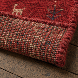 Tapis en laine Gabbeh noué à la main rouge, tapis de sol artisanal de qualité supérieure avec envers en jute antidérapant, à poils moyens, pour salon, chambre, bureau - Product Image 4