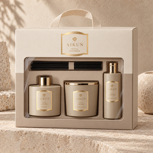 Aikun – NOUVEAU ! Coffret Cadeau Trio de Diffuseurs à Bâtonnets en Céramique Ronde 200ml avec Logo Personnalisé, Faible MOQ, Service Rapide, Toutes Senteurs Longue Durée pour Boutiques de Décoration - Product Image 2
