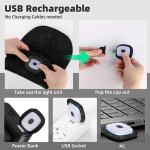 Lampada frontale a LED Beanie Music Hat lampada <span class=keywords><strong>per</strong></span> uomini e donne <span class=keywords><strong>per</strong></span> bambini in campeggio in sella a gadget da corsa regali di natale - Product Image 5