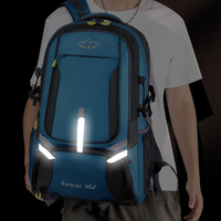 Tas ransel olahraga, tas ransel Hiking, mendaki gunung, perjalanan, anti air, olahraga luar ruangan, kapasitas besar, 50-60 Liter, modis