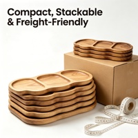 Plateau à sauce en bois d'acacia à 3 compartiments, plateau de service divisé, plateau en bois divisé pour les collations et les apéritifs