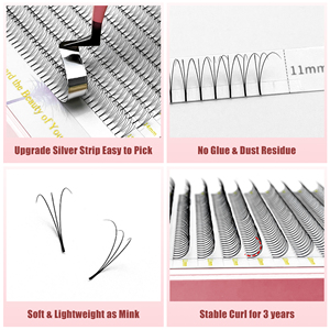 Abonnie 3D 5D 6D Pré-Fabriqués Éventails de Cils en Vison Vente en Gros Éventails de Cils Pré-Formés en Plateaux Tige Étroite Plate Longue Courte Éventails de Volume Pré-Fabriqués - Product Image 6