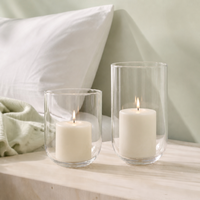 Vase décoratif en verre transparent à fond arqué pour bougies, idéal pour cheminée, étagère ou table