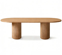 Table à manger ovale moderne en bois de frêne massif, ensemble de table de salle à manger minimaliste avec base en piédestal cannelé pour la maison, l'hôtel, 200 cm
