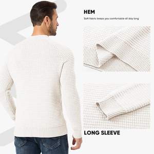 Custom Men's Anti-Wrinkle <b>Crewneck</b> <b>Sweater</b> 2025 Fashion Waffle Textured Knitted Solid Pullover Soft Casual Daily Wear - Product Image 4