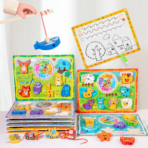 Unisex Montessori Cognitive Zeichenbrett Spielzeug für <span class=keywords><strong>2</strong></span>-4 Jahre alte Kinder Pädagogisches Fischen Einfädeln Puzzlespiel Holz spielzeug für - Product Image 2