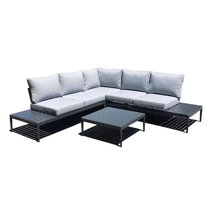 Modern Outdoor Commercial White Waterproof Cloth L Shape Corner Outdoor Sofa With Table