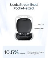 SHOKZ OpenFit Air 2, écouteurs ouverts, résistants à l'eau, avec crochets d'oreille sécurisés SHOKZ T520 : Confort optimal ; Son naturel ; Conception ouverte pour une immersion immersive