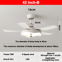 Ventilateur de plafond intelligent de luxe 42 pouces avec lumières LED, moderne, 220 V, télécommande, profil bas pour salon – Grande Vente 2026