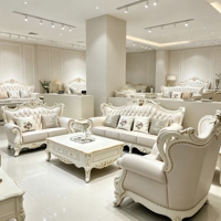 Europäisches Klassisches Geschnitztes Leder-Sofa-Set Luxus-Villa Wohnzimmer Massivholzrahmen-Sofa Wohnmöbel