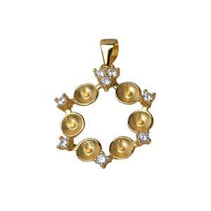 Pendentif en argent S925 de style coréen, petite fleur avec perle de 6-6,5 mm, base creuse en forme de beignet, taille de perle de 3 mm pour votre projet - Product Image 3