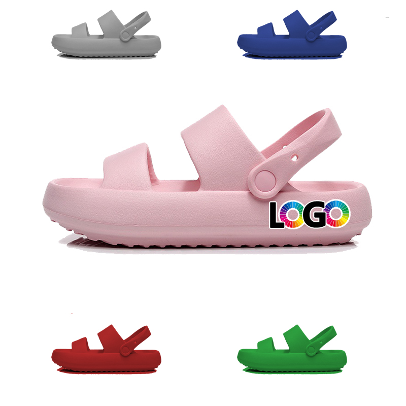Сандалии унисекс из ЭВА, плоская подошва, без застежки, пляжные тапочки, индивидуальный логотип, лето 2021