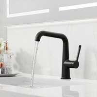Robinet de lavabo chromé pivotant à 360°, mitigeur de salle de bain à poser, eau chaude et froide, poignée unique, robinet de lavabo hygiénique