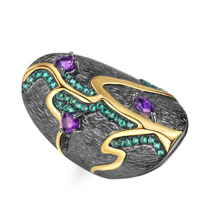 Anello da Donna in Stile Etnico con Paesaggio e Strass, Gioielli alla Moda - Product Image 1