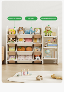 Meuble de <span class=keywords><strong>rangement</strong></span> multi-niveaux moderne pour enfants, grande capacité, bacs en plastique bicolores, étagère pour salle de jeux, <span class=keywords><strong>rangement</strong></span> facile des livres et jouets - Product Image 5
