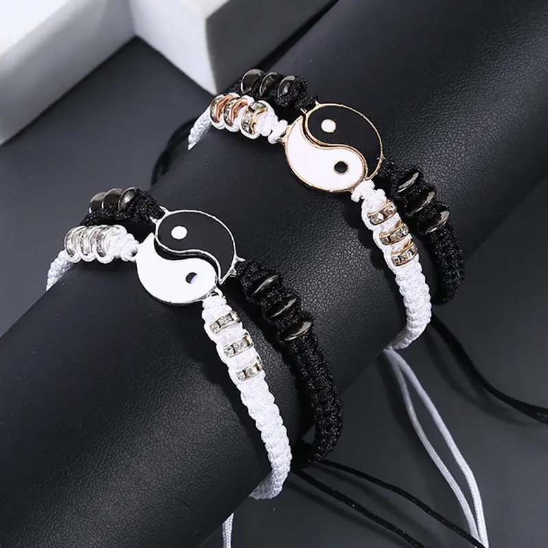 Best Friend Love Couple Bracelets Yin Yang Braided Rope String Bracelet for Friendship Boy and Girl
