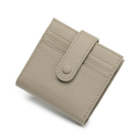 Dompet RFID Wanita Kulit Sapi Lapisan Atas Dompet Kartu Mini Ramping Korea Tas Koin Ritsleting